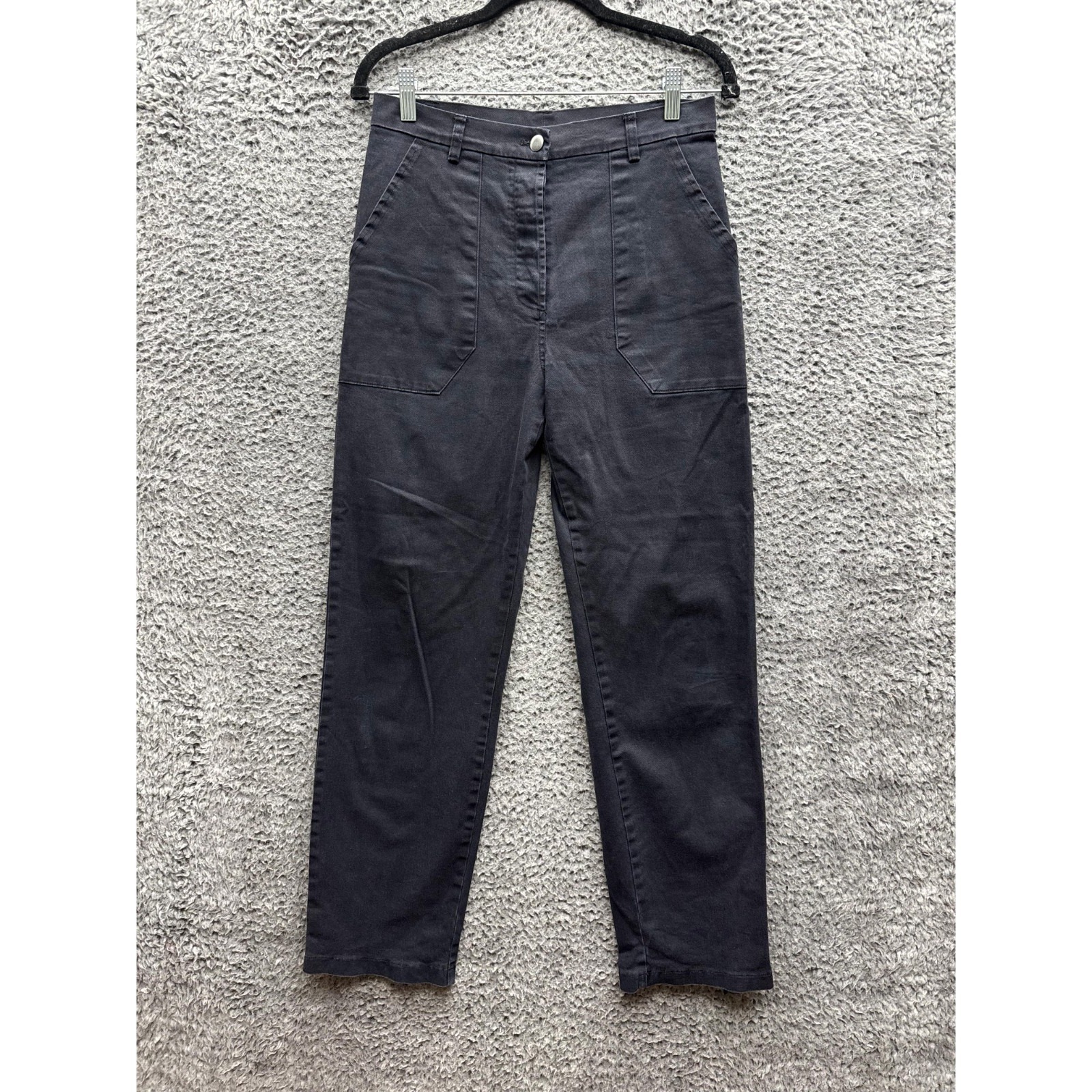 Loup High Waist Long James Straight-Leg Button-Fly Work Pant Black Womens Size M